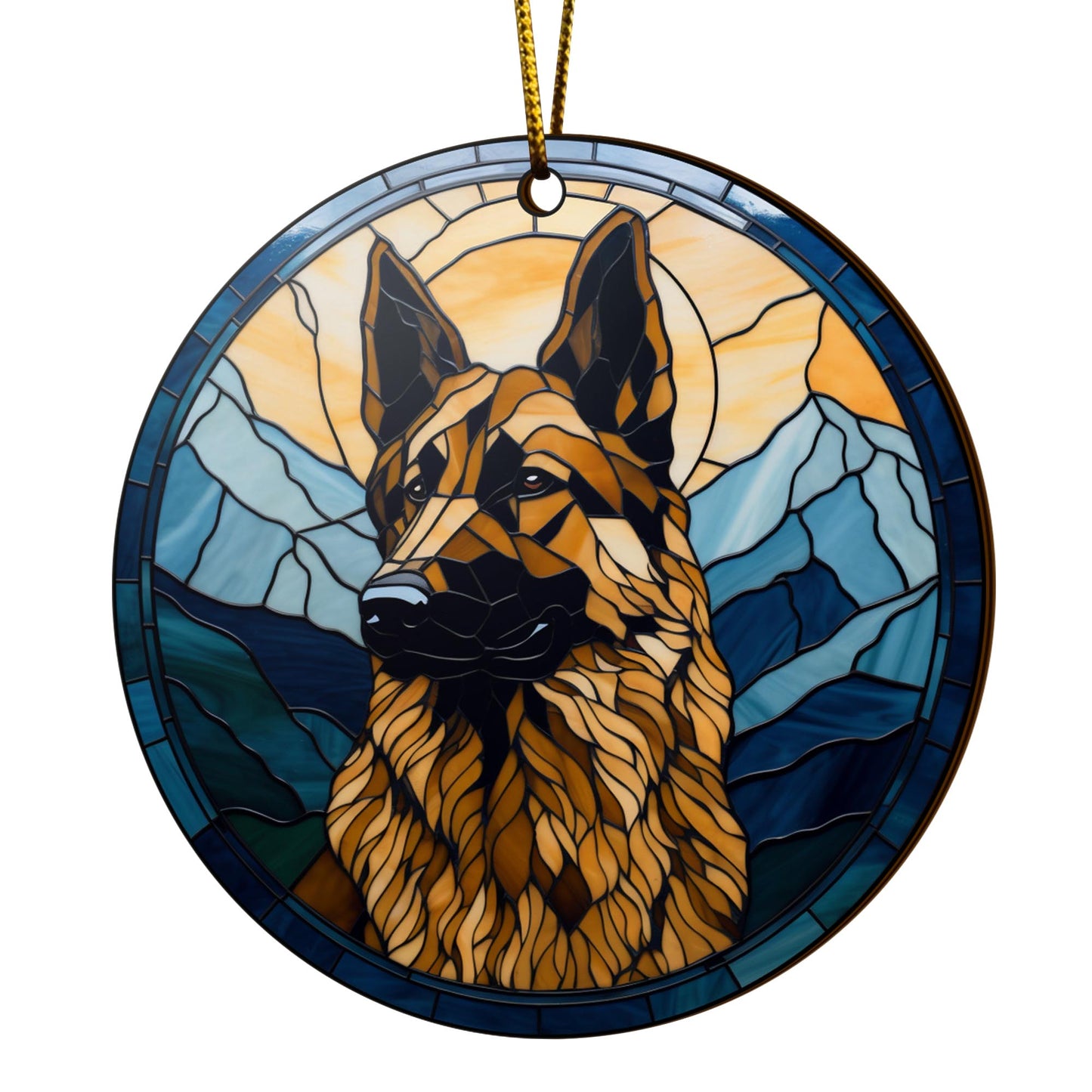 German Shepherd Wooden Ornaments 2 Sides, German Shepherd Ornaments For Christmas Tree, Christmas Tree Hanging, Christmas Decorations EPHG-52480