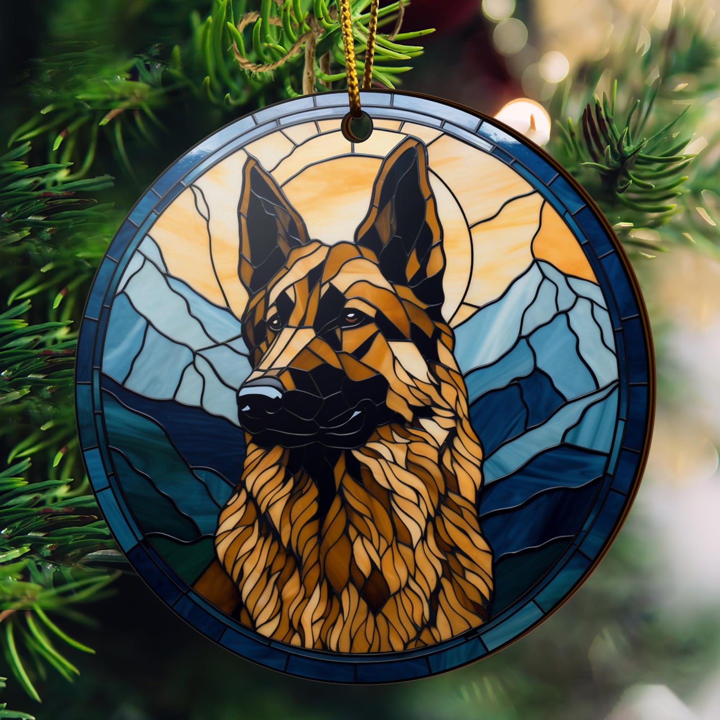 German Shepherd Wooden Ornaments 2 Sides, German Shepherd Ornaments For Christmas Tree, Christmas Tree Hanging, Christmas Decorations EPHG-52480