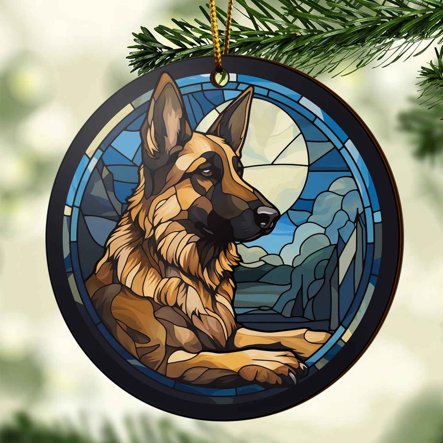 German Shepherd Wooden Ornaments 2 Sides, German Shepherd Ornaments For Christmas Tree, Christmas Tree Hanging, Christmas Decorations EPHG-52480