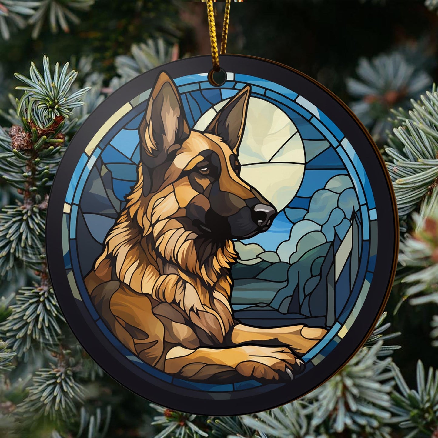 German Shepherd Wooden Ornaments 2 Sides, German Shepherd Ornaments For Christmas Tree, Christmas Tree Hanging, Christmas Decorations EPHG-52480