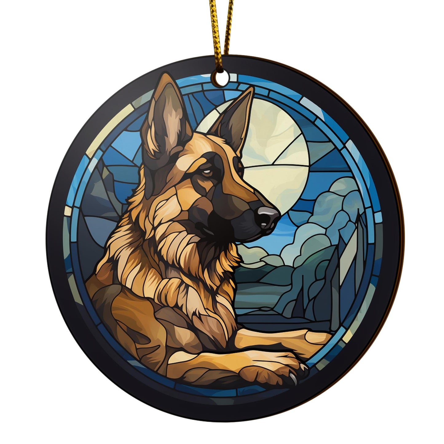 German Shepherd Wooden Ornaments 2 Sides, German Shepherd Ornaments For Christmas Tree, Christmas Tree Hanging, Christmas Decorations EPHG-52480