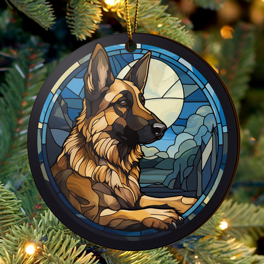 German Shepherd Wooden Ornaments 2 Sides, German Shepherd Ornaments For Christmas Tree, Christmas Tree Hanging, Christmas Decorations EPHG-52480