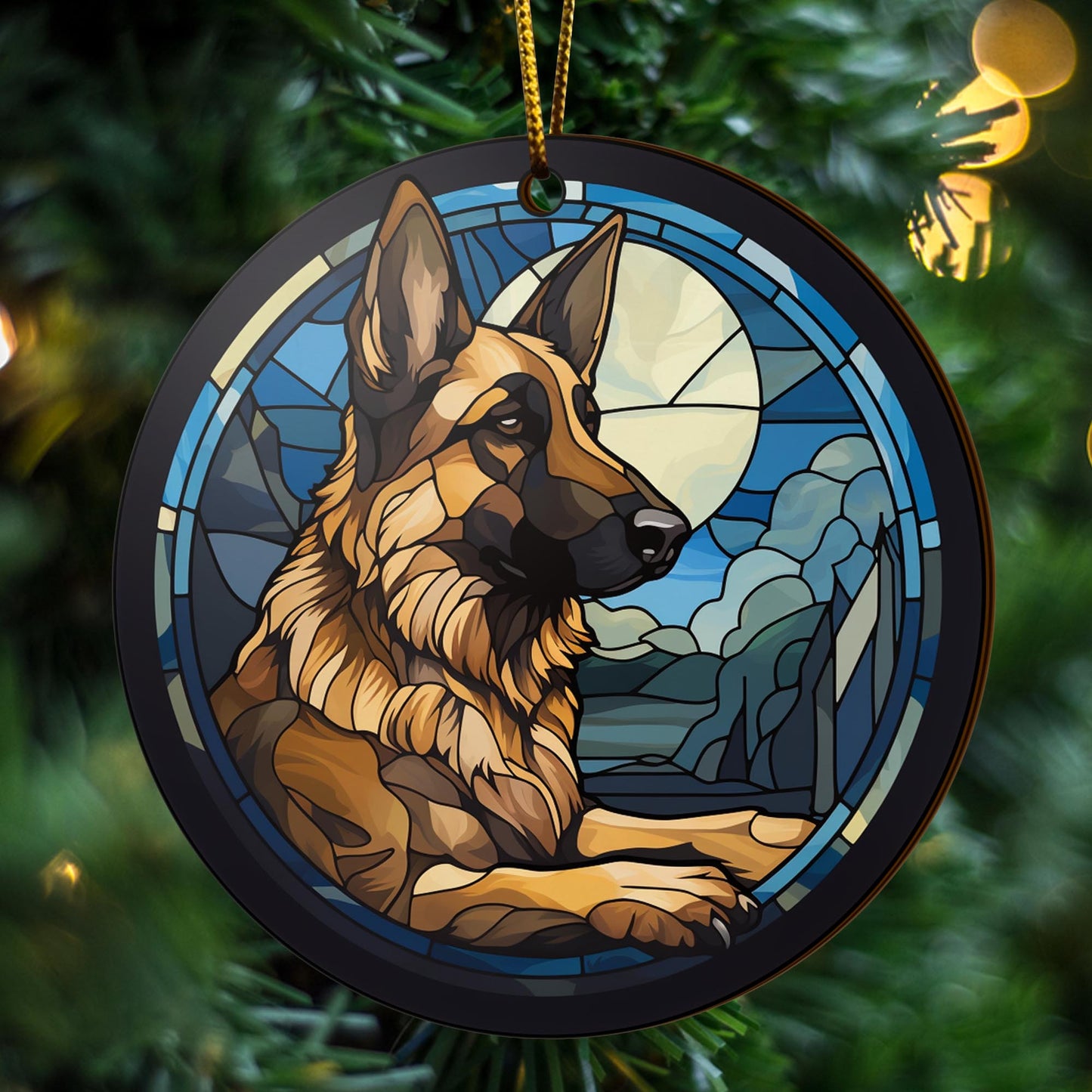 German Shepherd Wooden Ornaments 2 Sides, German Shepherd Ornaments For Christmas Tree, Christmas Tree Hanging, Christmas Decorations EPHG-52480