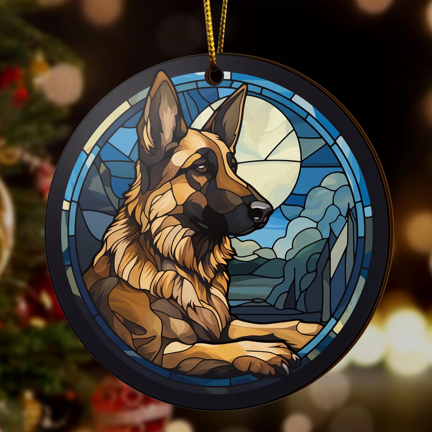 German Shepherd Wooden Ornaments 2 Sides, German Shepherd Ornaments For Christmas Tree, Christmas Tree Hanging, Christmas Decorations EPHG-52480