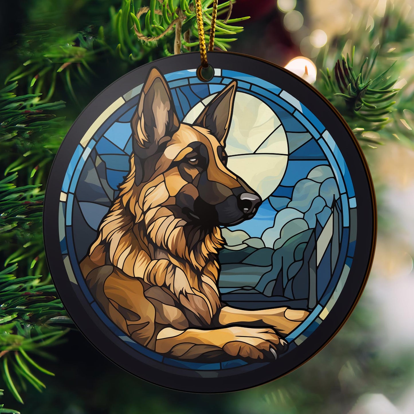 German Shepherd Wooden Ornaments 2 Sides, German Shepherd Ornaments For Christmas Tree, Christmas Tree Hanging, Christmas Decorations EPHG-52480