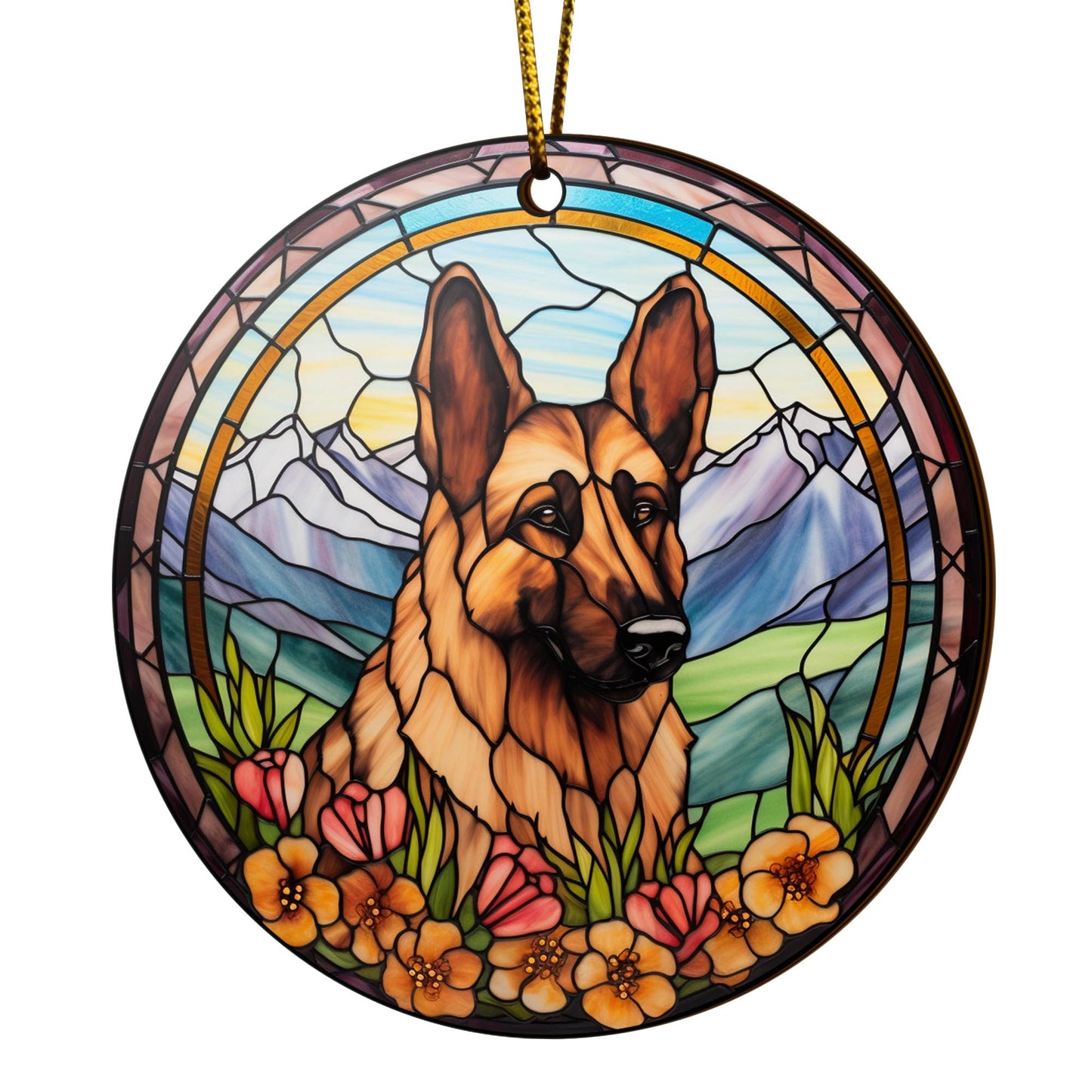 German Shepherd Wooden Ornaments 2 Sides, German Shepherd Ornaments For Christmas Tree, Christmas Tree Hanging, Christmas Decorations EPHG-52480