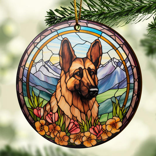 German Shepherd Wooden Ornaments 2 Sides, German Shepherd Ornaments For Christmas Tree, Christmas Tree Hanging, Christmas Decorations EPHG-52480