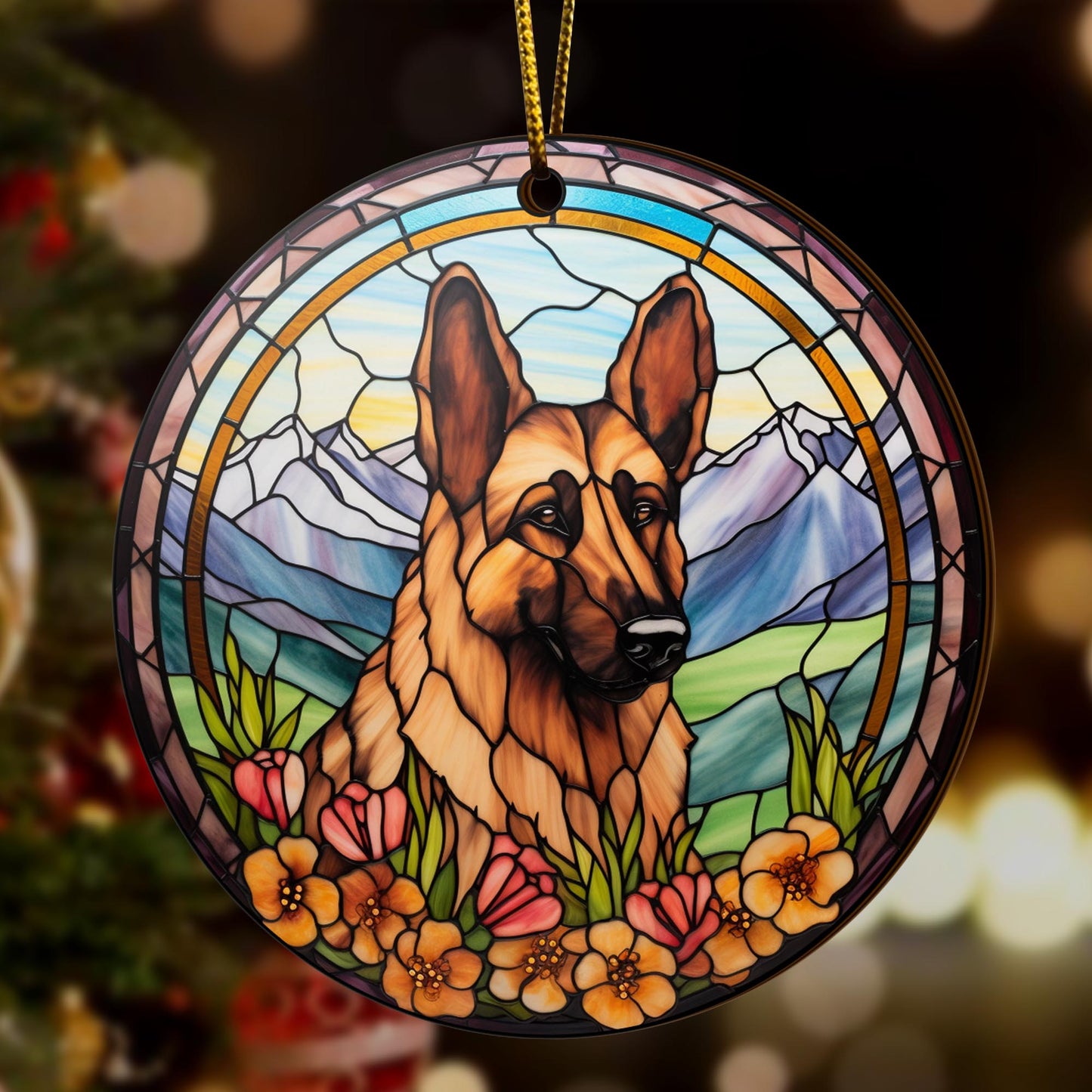 German Shepherd Wooden Ornaments 2 Sides, German Shepherd Ornaments For Christmas Tree, Christmas Tree Hanging, Christmas Decorations EPHG-52480