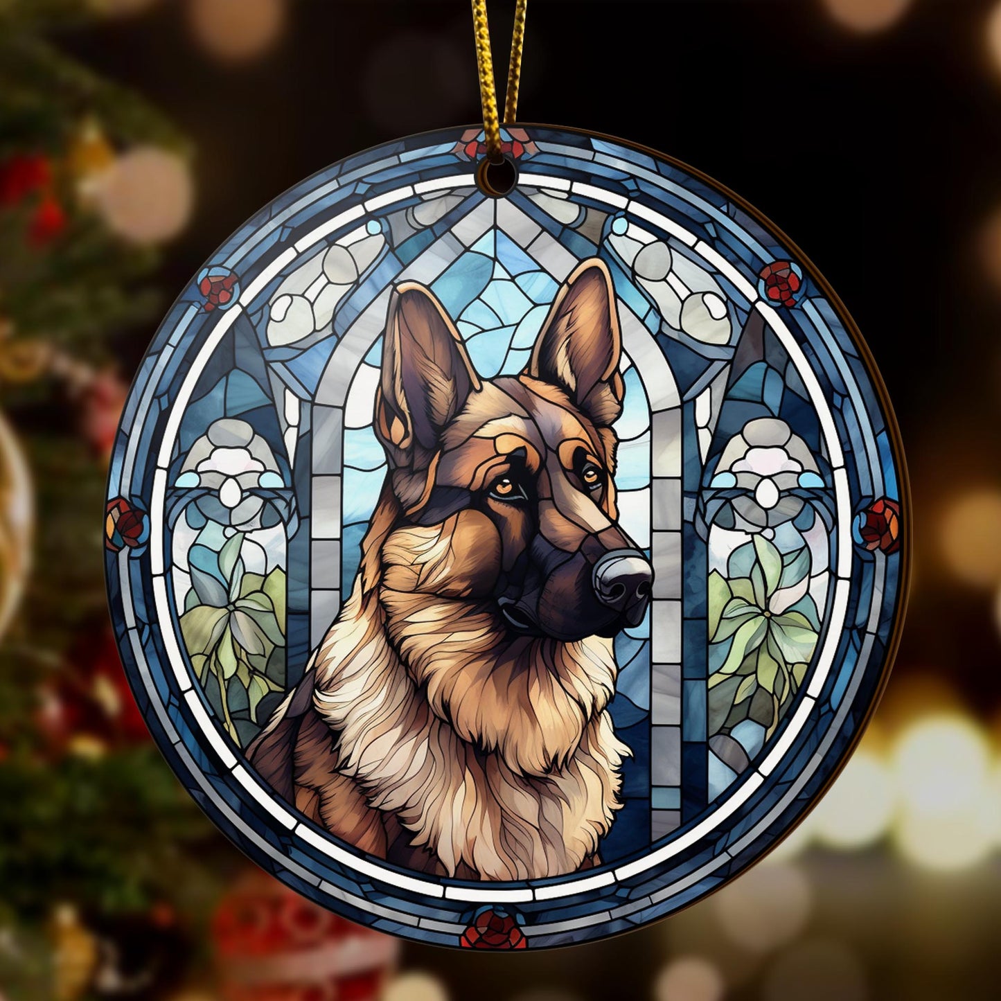 German Shepherd Wooden Ornaments 2 Sides, German Shepherd Ornaments For Christmas Tree, Christmas Tree Hanging, Christmas Decorations EPHG-52480