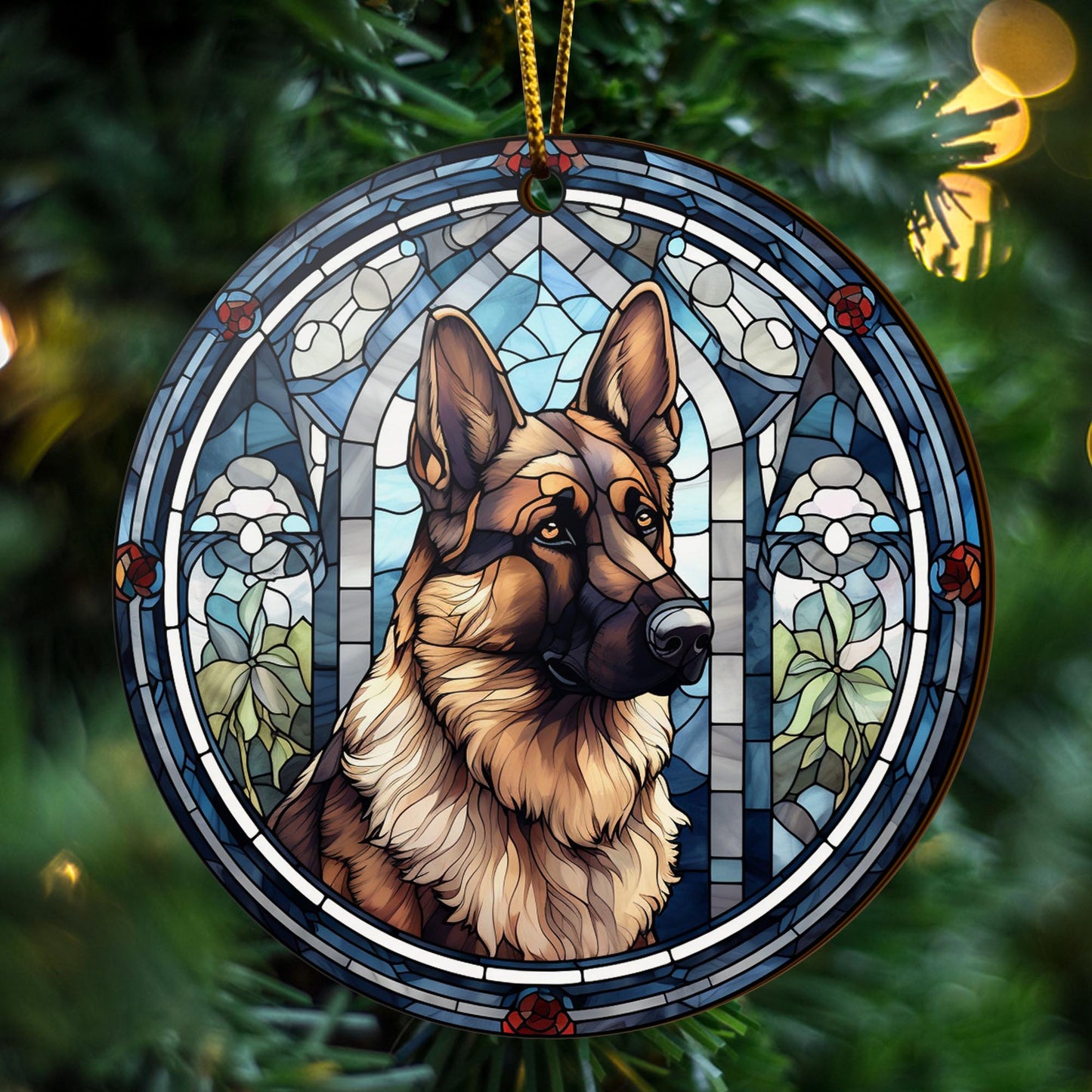 German Shepherd Wooden Ornaments 2 Sides, German Shepherd Ornaments For Christmas Tree, Christmas Tree Hanging, Christmas Decorations EPHG-52480