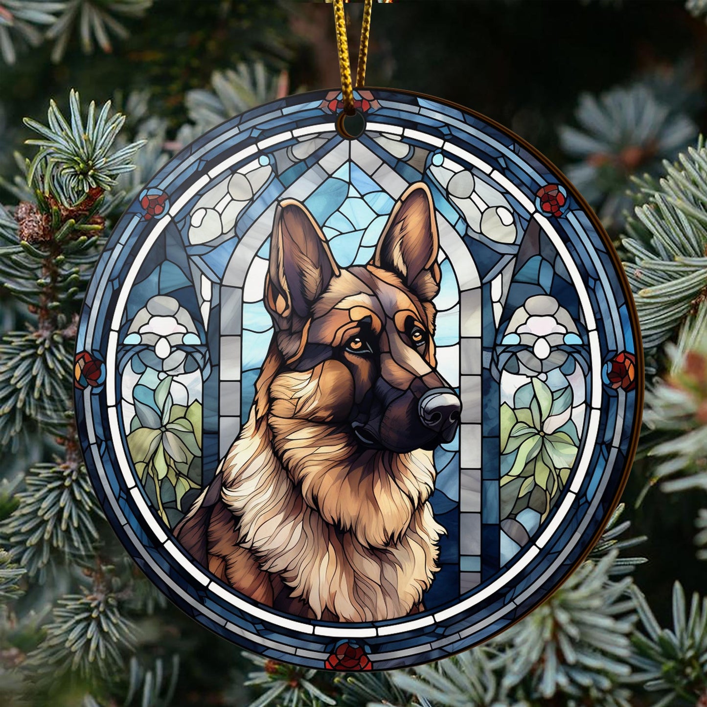 German Shepherd Wooden Ornaments 2 Sides, German Shepherd Ornaments For Christmas Tree, Christmas Tree Hanging, Christmas Decorations EPHG-52480