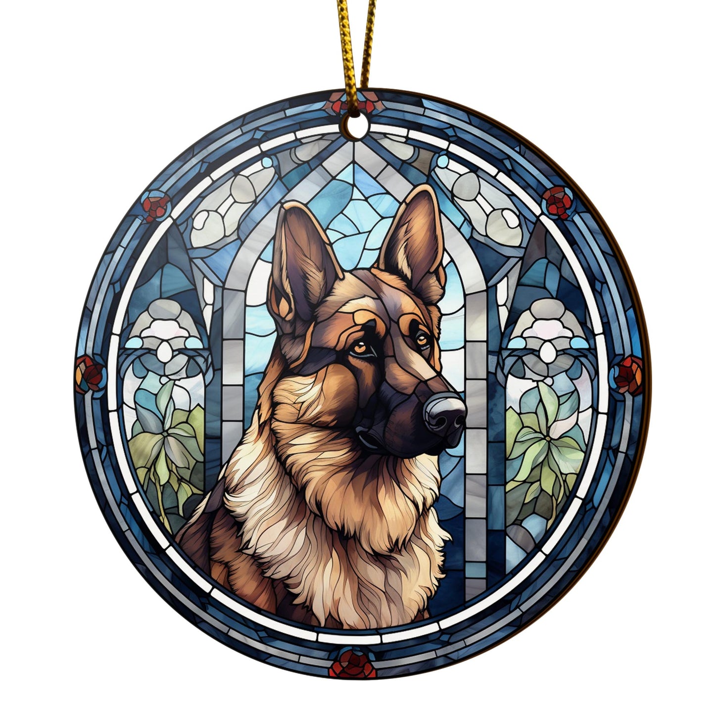 German Shepherd Wooden Ornaments 2 Sides, German Shepherd Ornaments For Christmas Tree, Christmas Tree Hanging, Christmas Decorations EPHG-52480