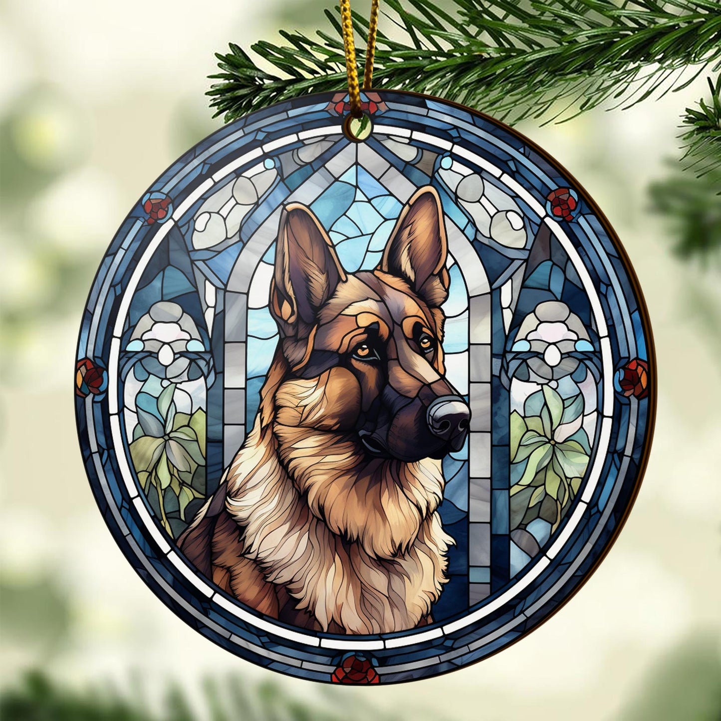 German Shepherd Wooden Ornaments 2 Sides, German Shepherd Ornaments For Christmas Tree, Christmas Tree Hanging, Christmas Decorations EPHG-52480