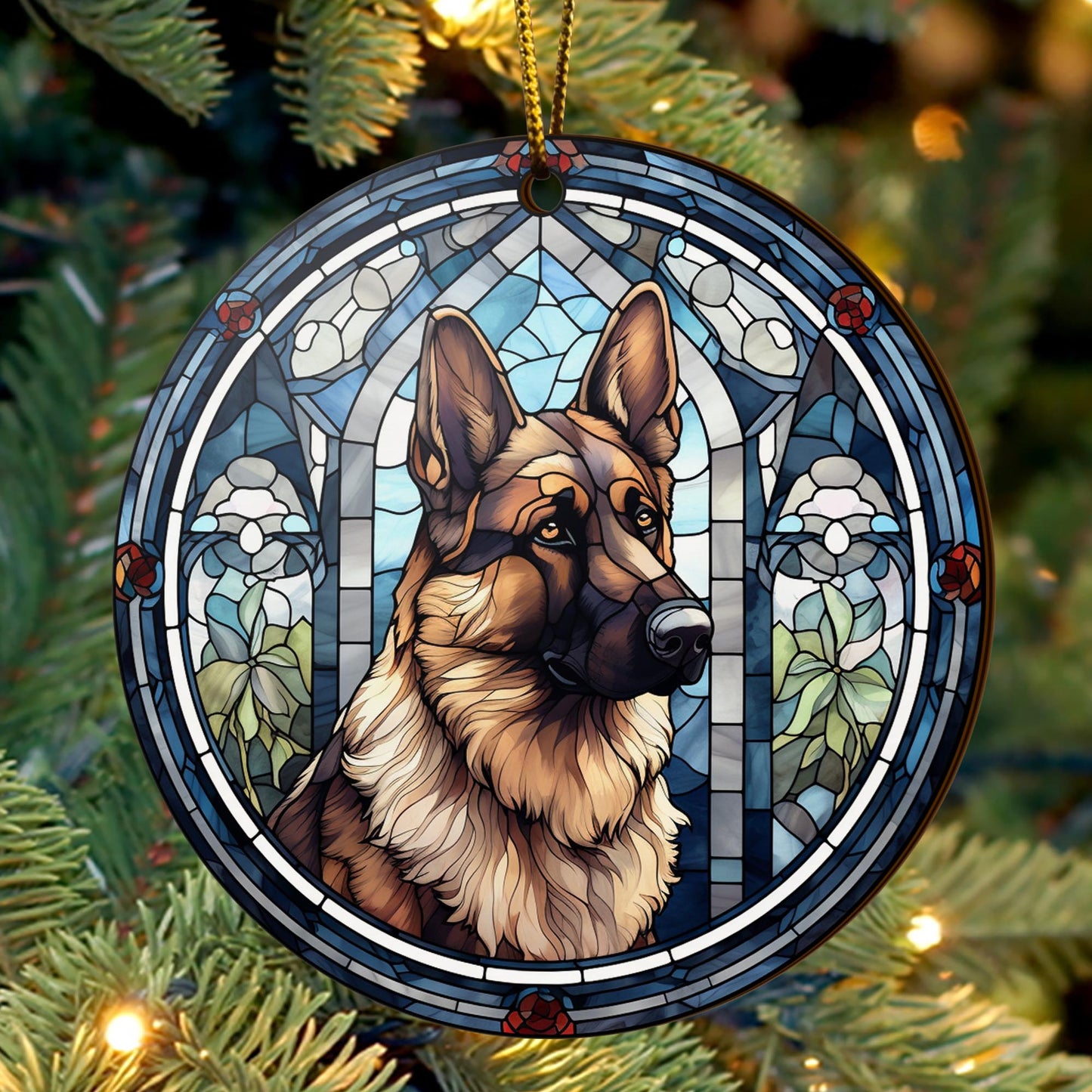 German Shepherd Wooden Ornaments 2 Sides, German Shepherd Ornaments For Christmas Tree, Christmas Tree Hanging, Christmas Decorations EPHG-52480