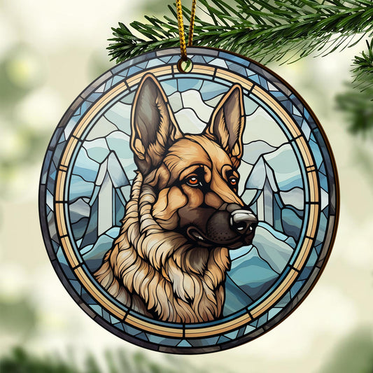 German Shepherd Wooden Ornaments 2 Sides, German Shepherd Ornaments For Christmas Tree, Christmas Tree Hanging, Christmas Decorations EPHG-52480