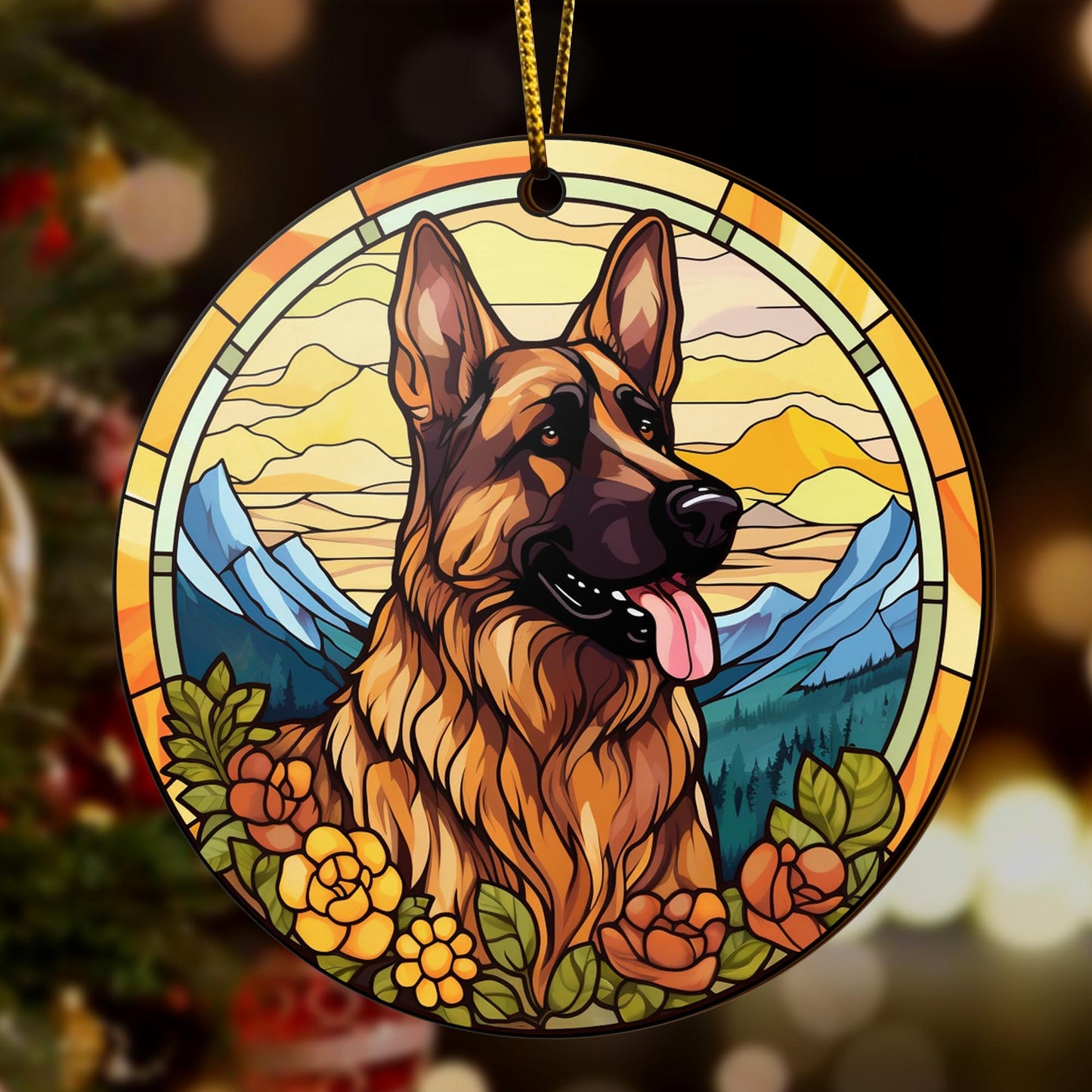 German Shepherd Wooden Ornaments 2 Sides, German Shepherd Ornaments For Christmas Tree, Christmas Tree Hanging, Christmas Decorations EPHG-52480