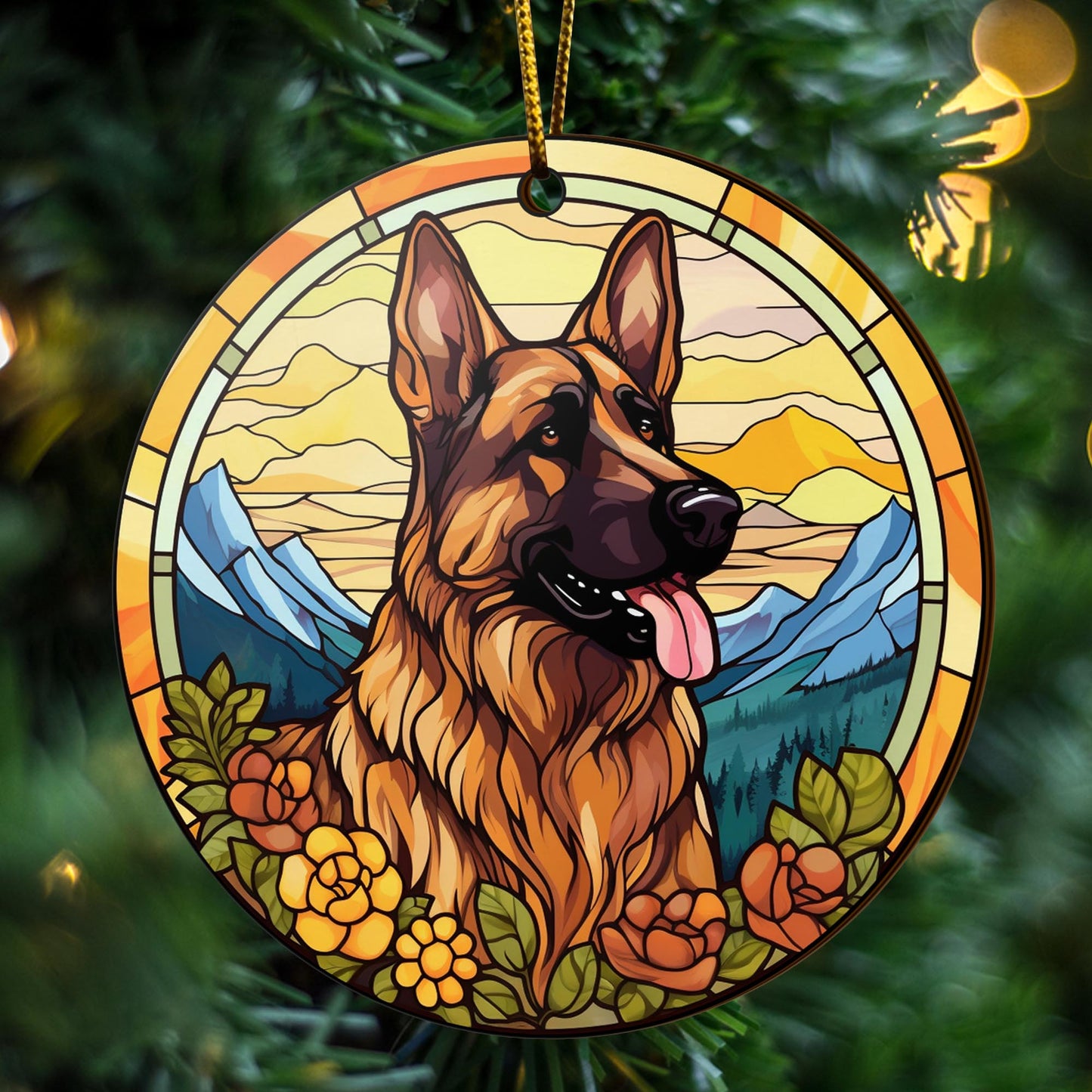 German Shepherd Wooden Ornaments 2 Sides, German Shepherd Ornaments For Christmas Tree, Christmas Tree Hanging, Christmas Decorations EPHG-52480