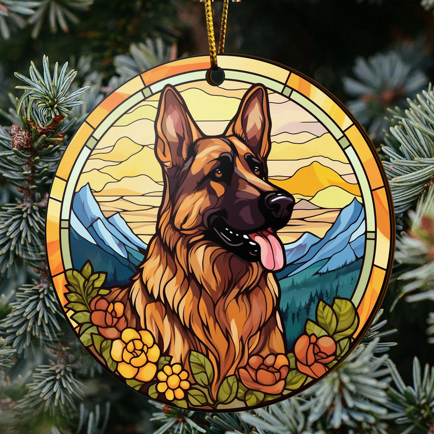 German Shepherd Wooden Ornaments 2 Sides, German Shepherd Ornaments For Christmas Tree, Christmas Tree Hanging, Christmas Decorations EPHG-52480