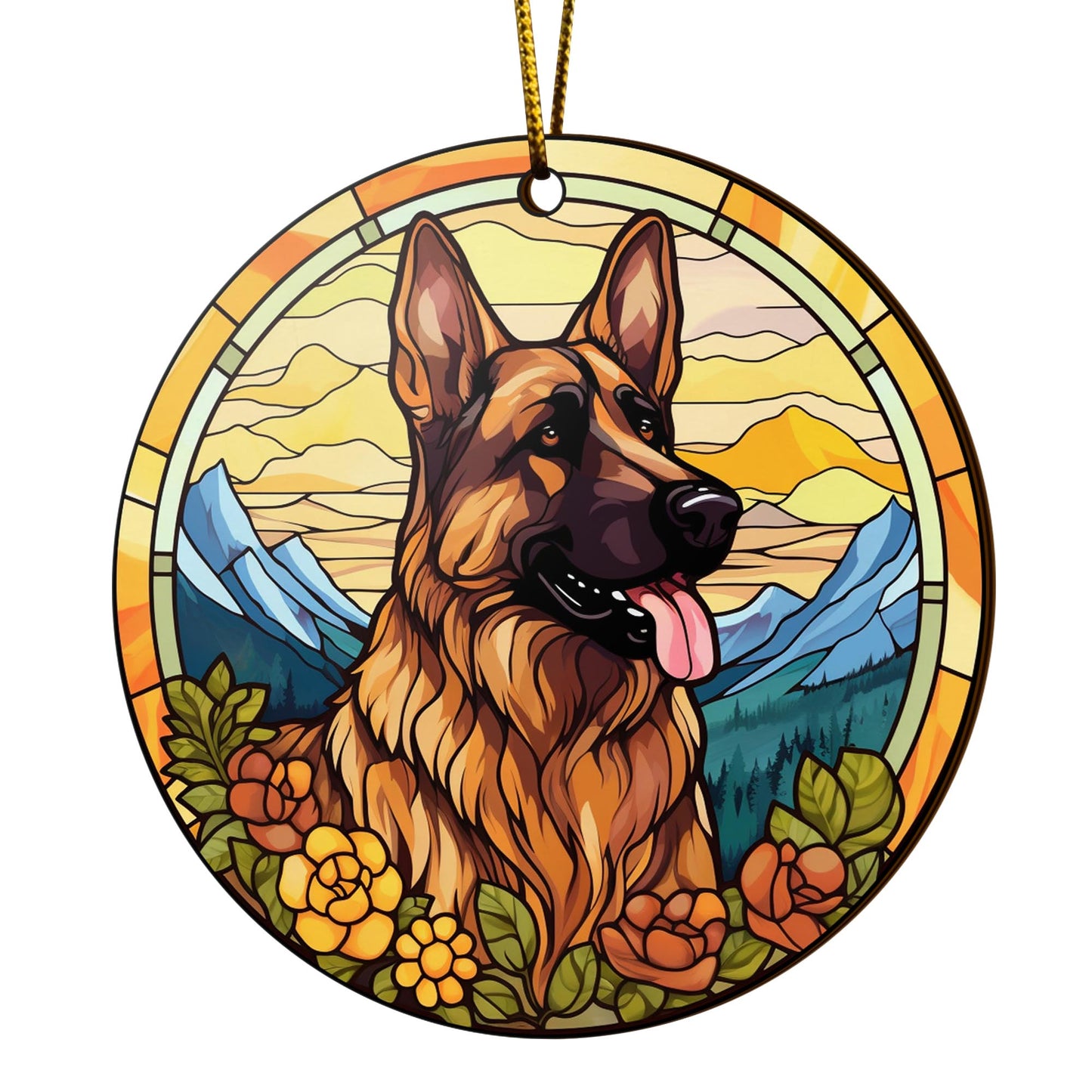 German Shepherd Wooden Ornaments 2 Sides, German Shepherd Ornaments For Christmas Tree, Christmas Tree Hanging, Christmas Decorations EPHG-52480