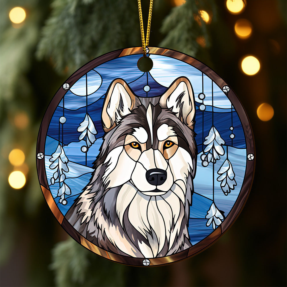 Husky Wooden Ornaments 2 Sides, Husky Ornaments For Christmas Tree, Christmas Tree Hanging, Christmas Decorations EPHG-52481