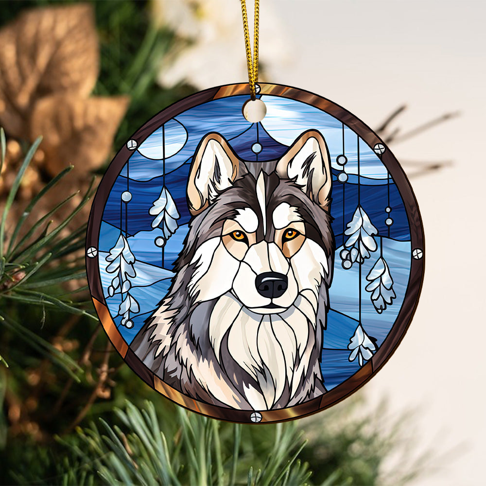 Husky Wooden Ornaments 2 Sides, Husky Ornaments For Christmas Tree, Christmas Tree Hanging, Christmas Decorations EPHG-52481