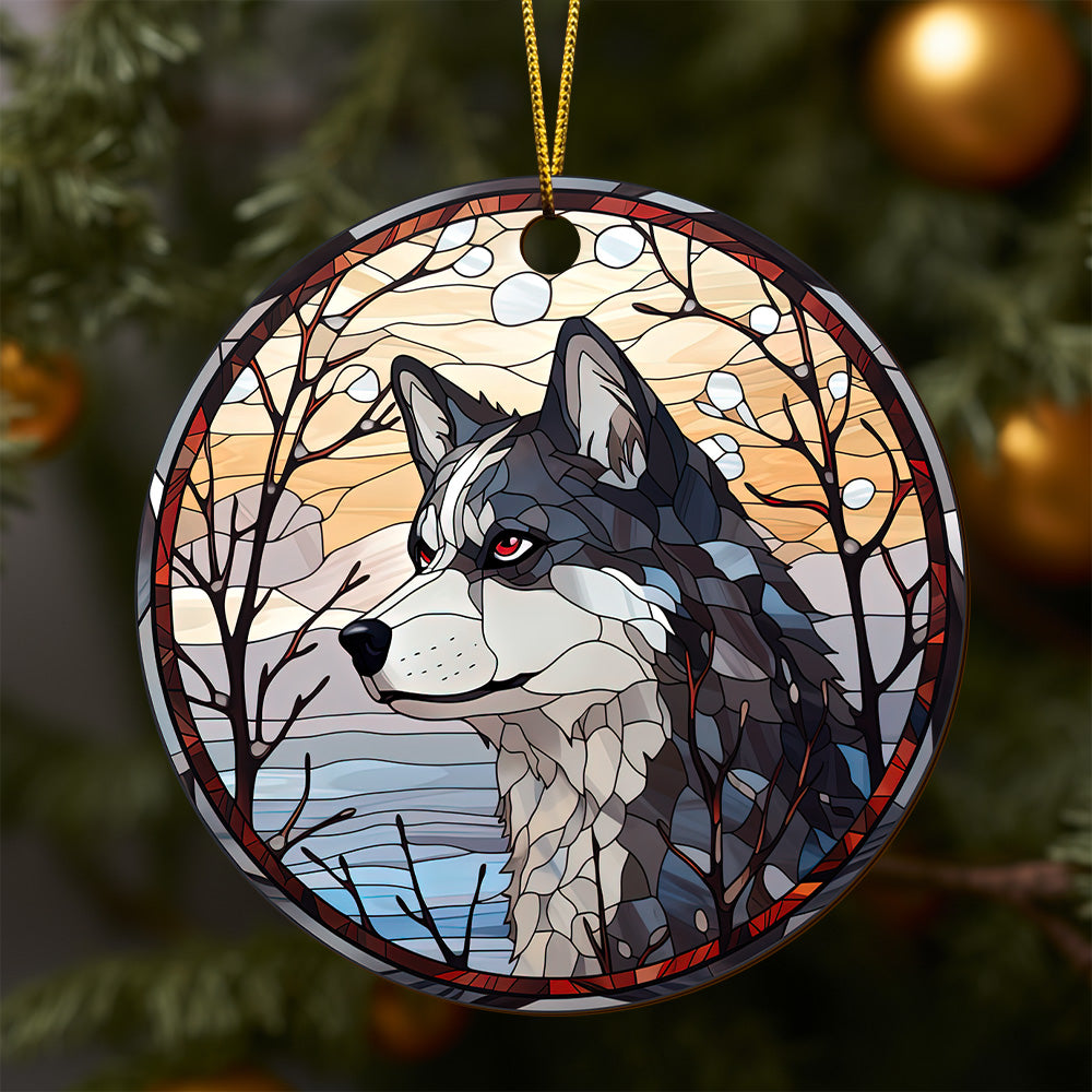 Husky Wooden Ornaments 2 Sides, Husky Ornaments For Christmas Tree, Christmas Tree Hanging, Christmas Decorations EPHG-52481