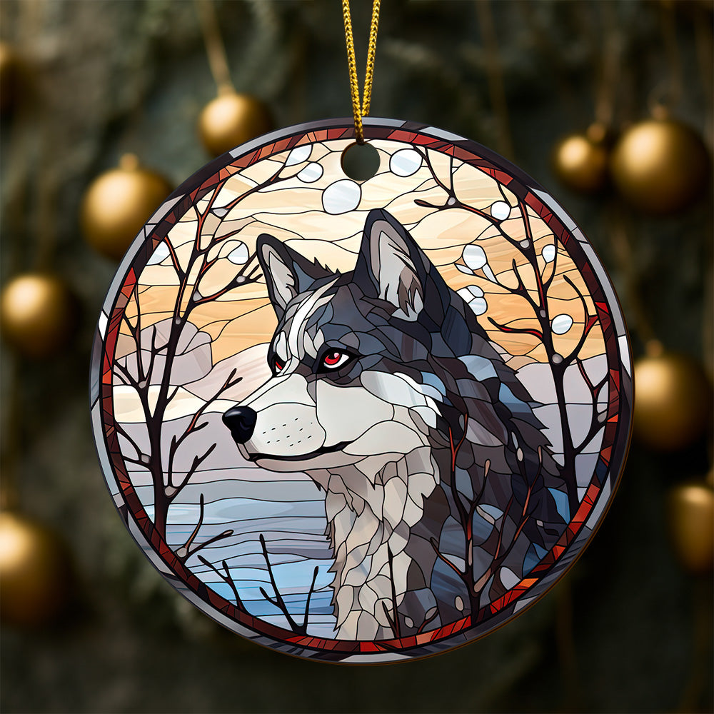 Husky Wooden Ornaments 2 Sides, Husky Ornaments For Christmas Tree, Christmas Tree Hanging, Christmas Decorations EPHG-52481