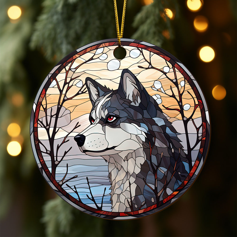 Husky Wooden Ornaments 2 Sides, Husky Ornaments For Christmas Tree, Christmas Tree Hanging, Christmas Decorations EPHG-52481