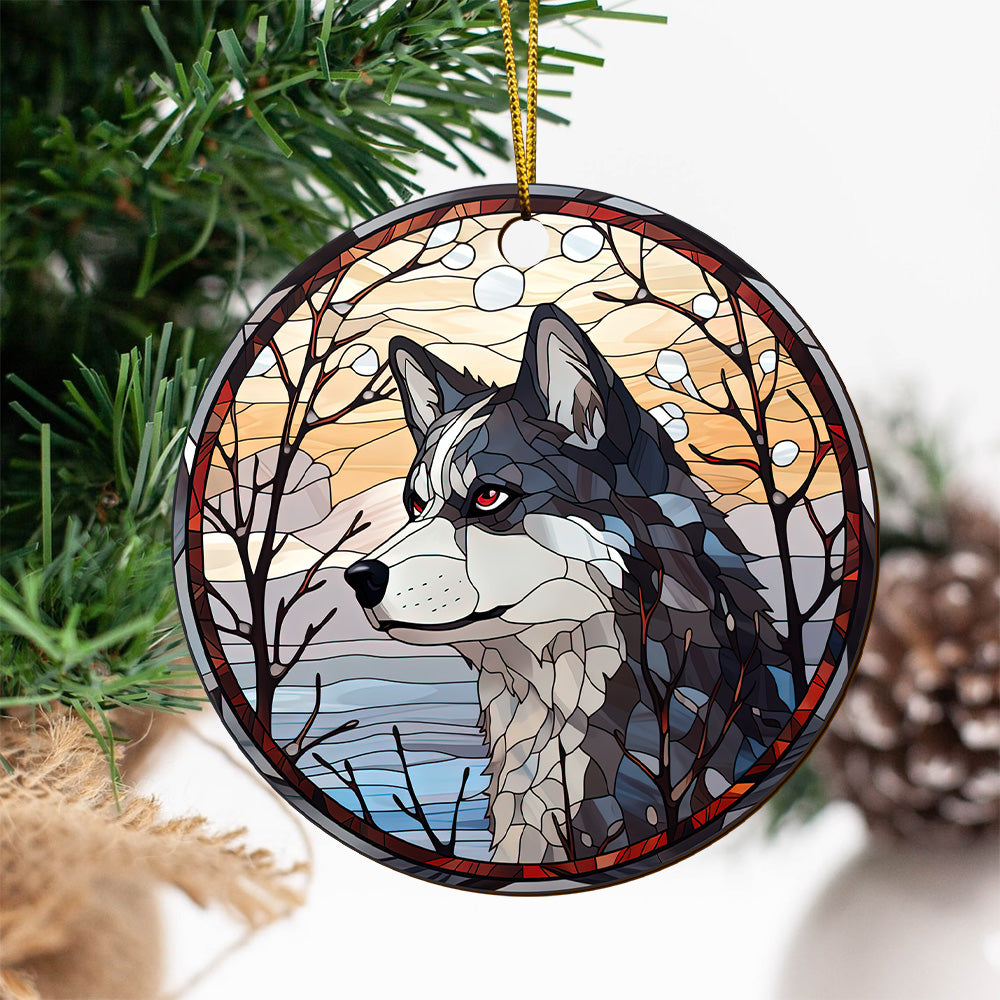 Husky Wooden Ornaments 2 Sides, Husky Ornaments For Christmas Tree, Christmas Tree Hanging, Christmas Decorations EPHG-52481