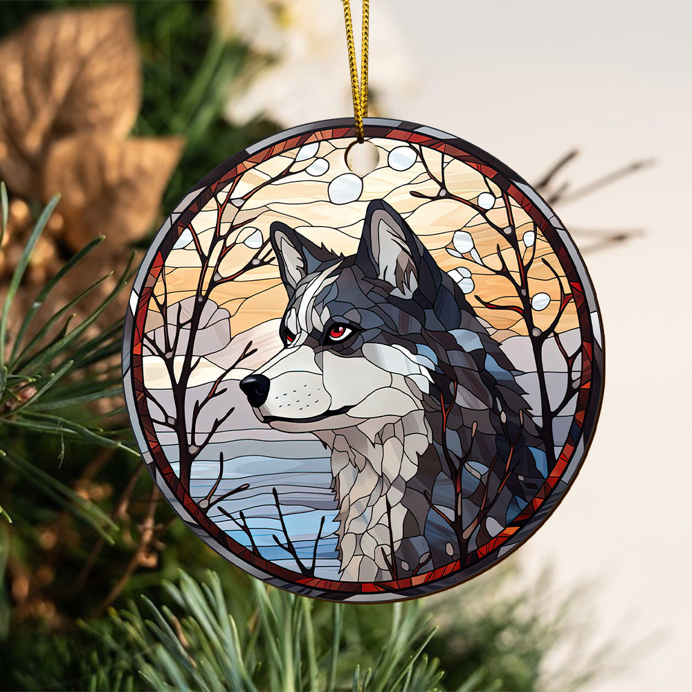 Husky Wooden Ornaments 2 Sides, Husky Ornaments For Christmas Tree, Christmas Tree Hanging, Christmas Decorations EPHG-52481