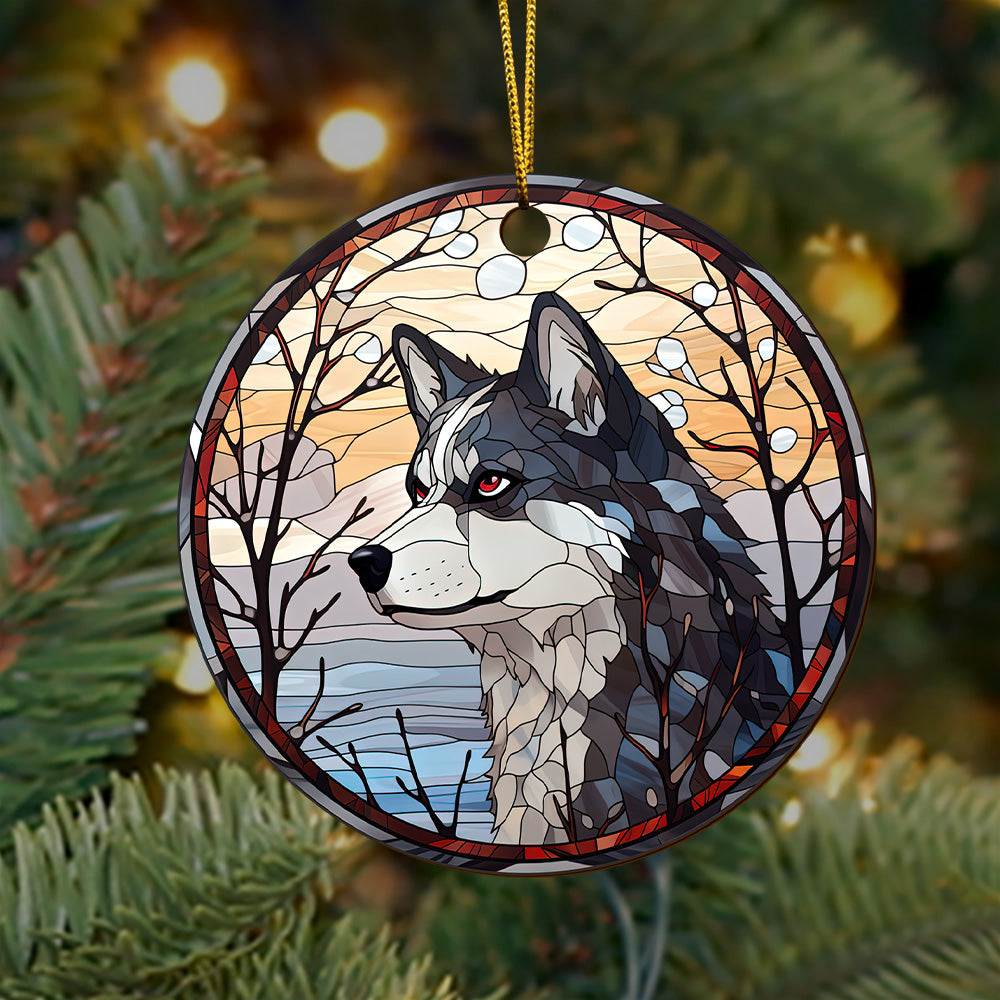 Husky Wooden Ornaments 2 Sides, Husky Ornaments For Christmas Tree, Christmas Tree Hanging, Christmas Decorations EPHG-52481