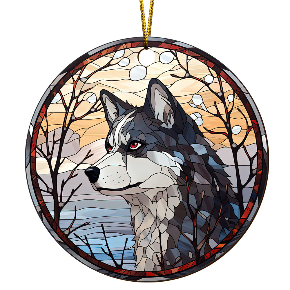 Husky Wooden Ornaments 2 Sides, Husky Ornaments For Christmas Tree, Christmas Tree Hanging, Christmas Decorations EPHG-52481