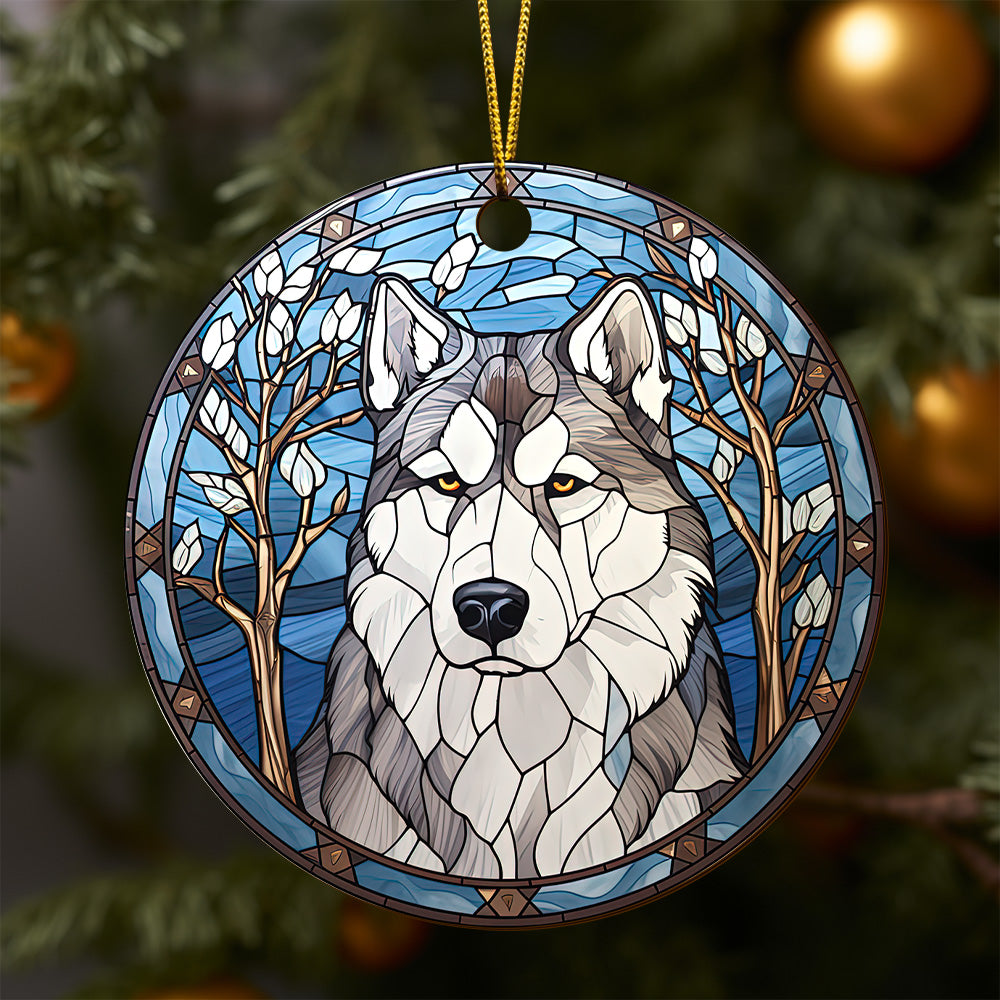 Husky Wooden Ornaments 2 Sides, Husky Ornaments For Christmas Tree, Christmas Tree Hanging, Christmas Decorations EPHG-52481