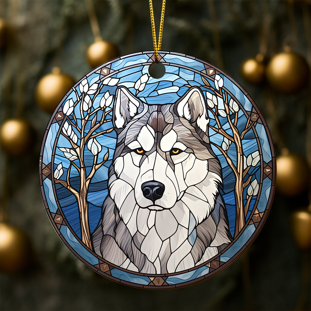 Husky Wooden Ornaments 2 Sides, Husky Ornaments For Christmas Tree, Christmas Tree Hanging, Christmas Decorations EPHG-52481