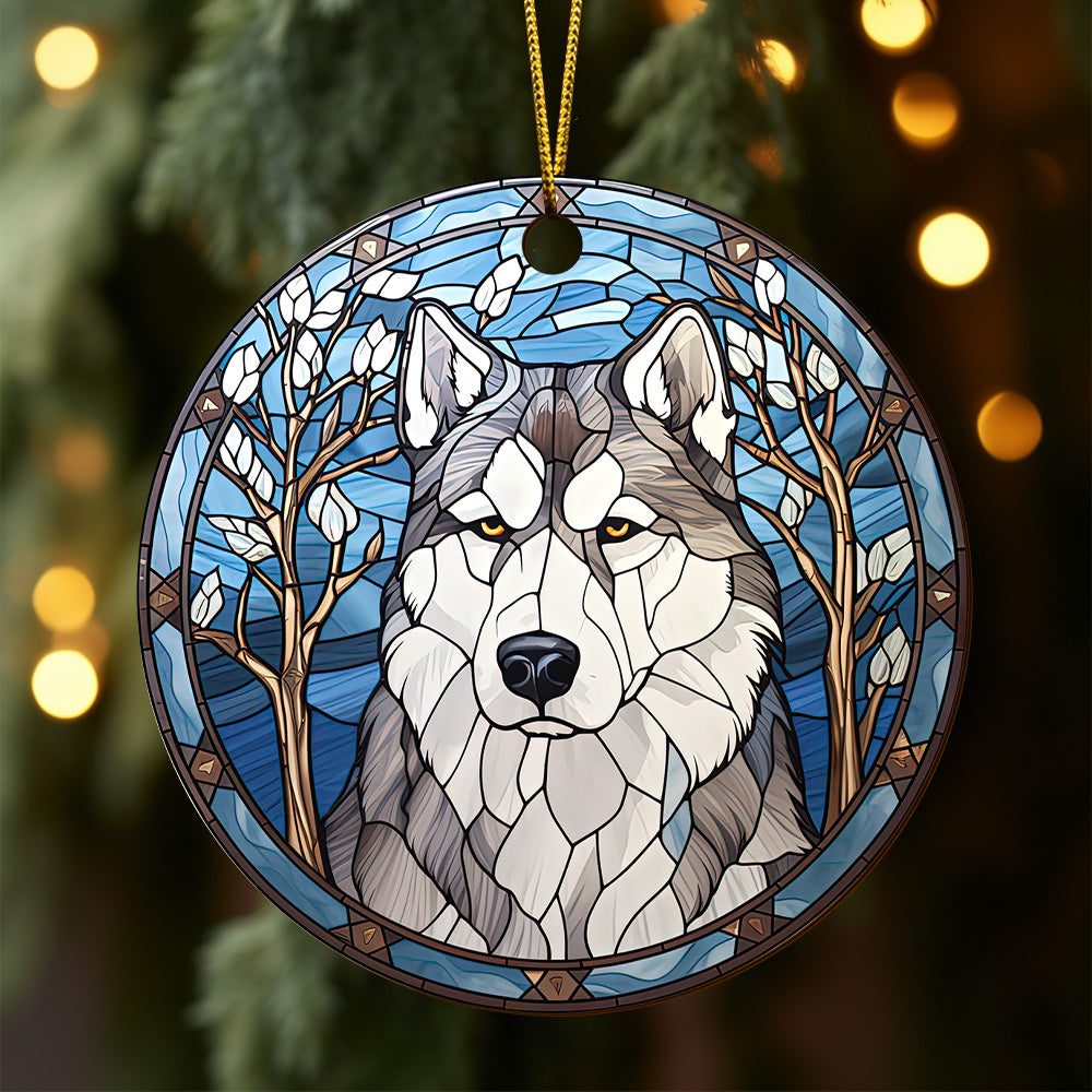 Husky Wooden Ornaments 2 Sides, Husky Ornaments For Christmas Tree, Christmas Tree Hanging, Christmas Decorations EPHG-52481