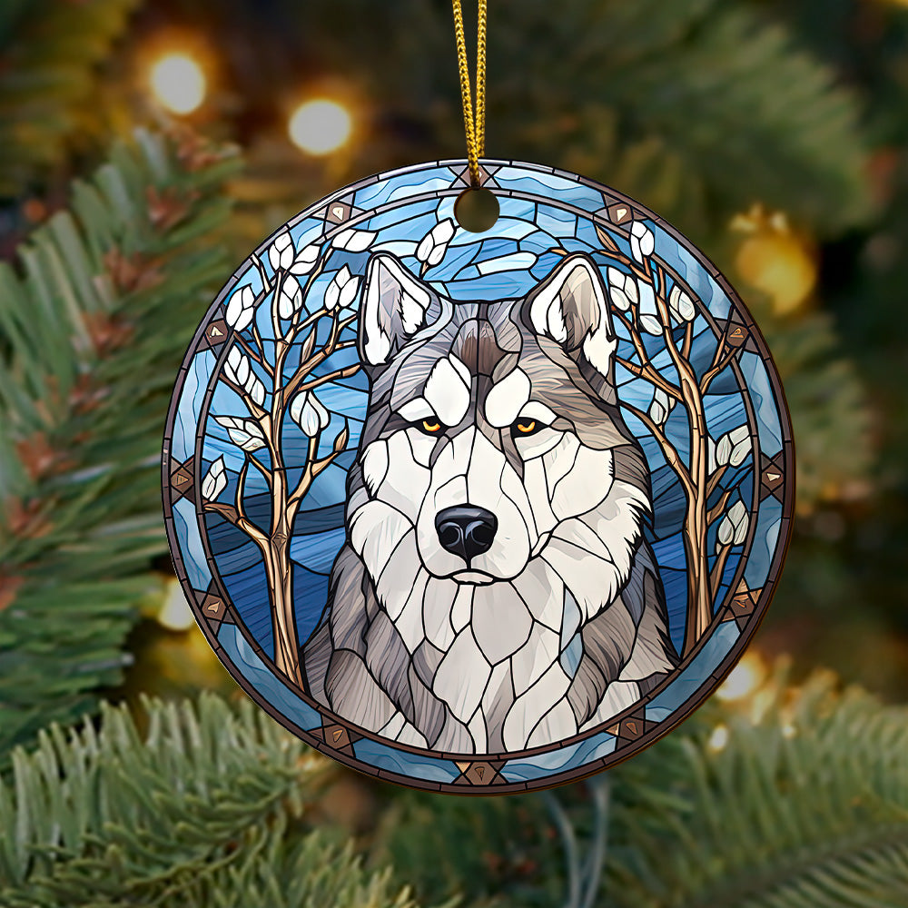 Husky Wooden Ornaments 2 Sides, Husky Ornaments For Christmas Tree, Christmas Tree Hanging, Christmas Decorations EPHG-52481