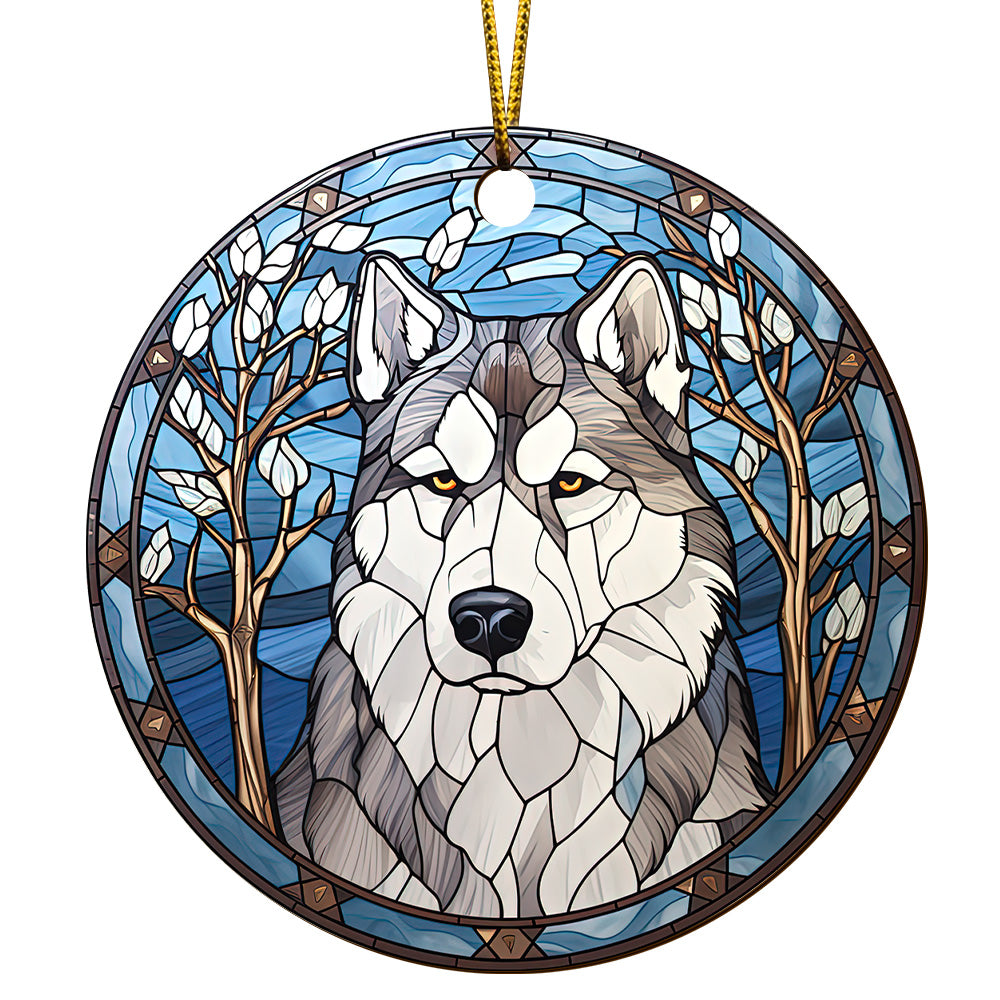 Husky Wooden Ornaments 2 Sides, Husky Ornaments For Christmas Tree, Christmas Tree Hanging, Christmas Decorations EPHG-52481