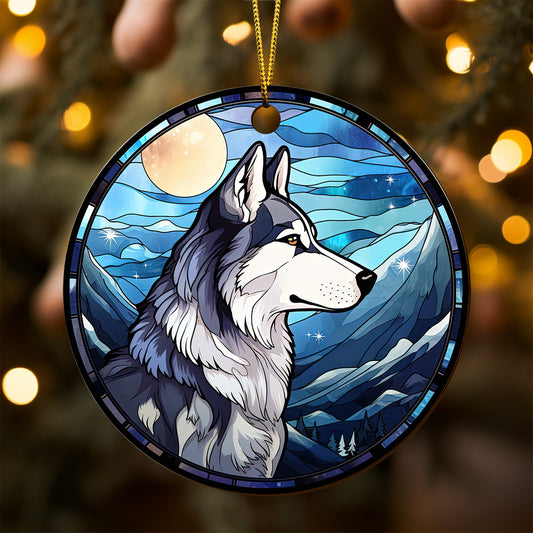 Husky Wooden Ornaments 2 Sides, Husky Ornaments For Christmas Tree, Christmas Tree Hanging, Christmas Decorations EPHG-52481