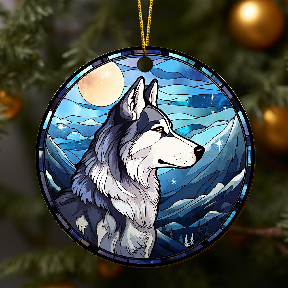 Husky Wooden Ornaments 2 Sides, Husky Ornaments For Christmas Tree, Christmas Tree Hanging, Christmas Decorations EPHG-52481