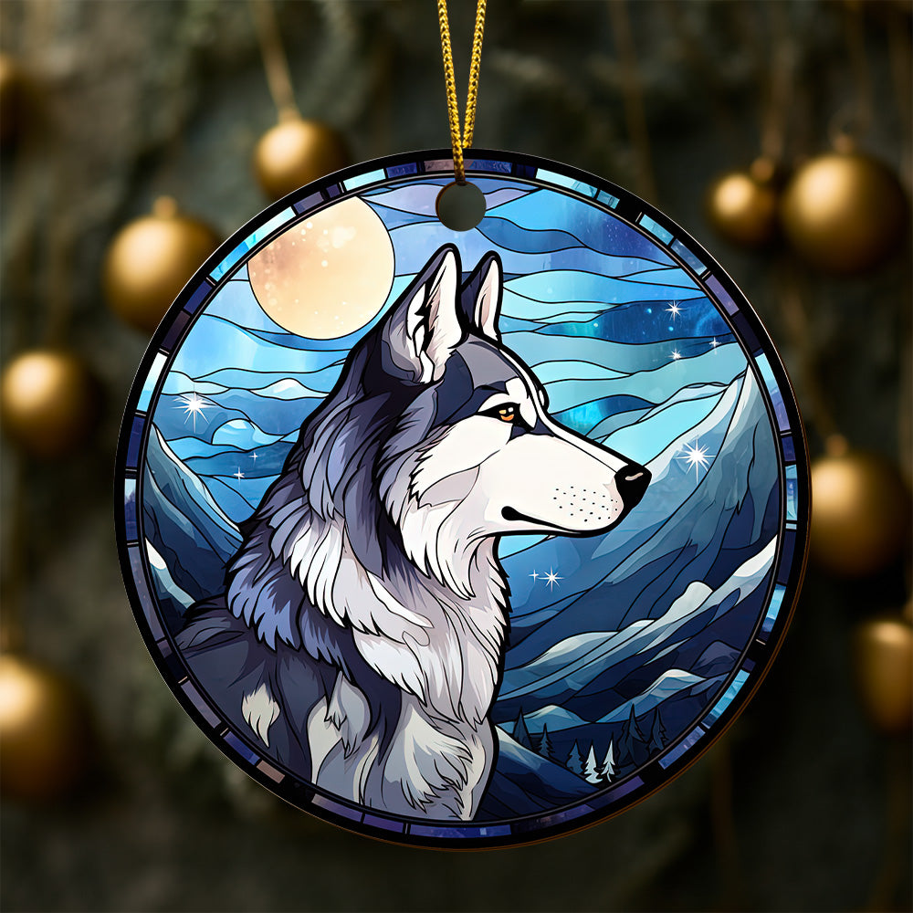 Husky Wooden Ornaments 2 Sides, Husky Ornaments For Christmas Tree, Christmas Tree Hanging, Christmas Decorations EPHG-52481