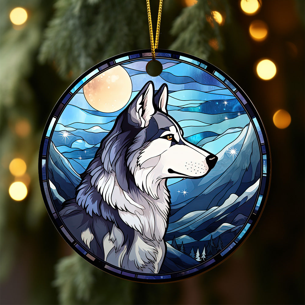 Husky Wooden Ornaments 2 Sides, Husky Ornaments For Christmas Tree, Christmas Tree Hanging, Christmas Decorations EPHG-52481