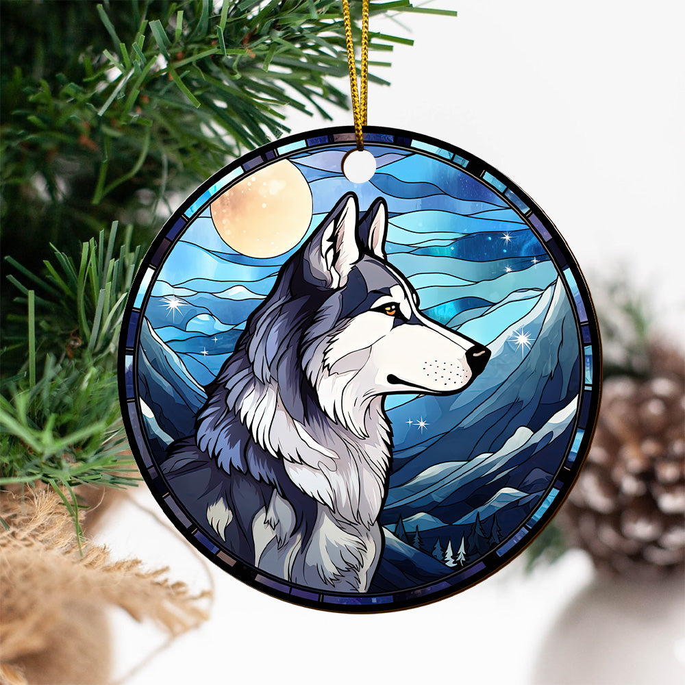 Husky Wooden Ornaments 2 Sides, Husky Ornaments For Christmas Tree, Christmas Tree Hanging, Christmas Decorations EPHG-52481