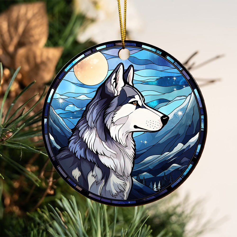 Husky Wooden Ornaments 2 Sides, Husky Ornaments For Christmas Tree, Christmas Tree Hanging, Christmas Decorations EPHG-52481