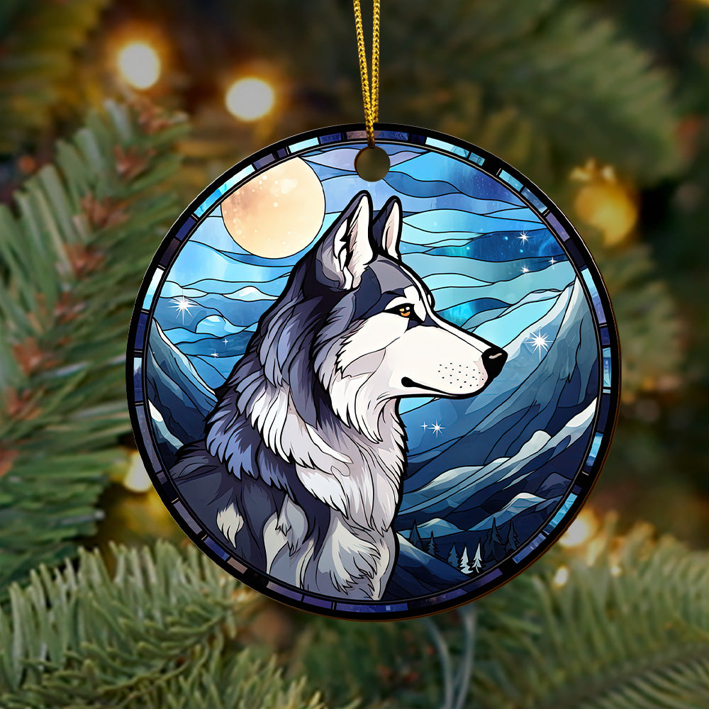 Husky Wooden Ornaments 2 Sides, Husky Ornaments For Christmas Tree, Christmas Tree Hanging, Christmas Decorations EPHG-52481