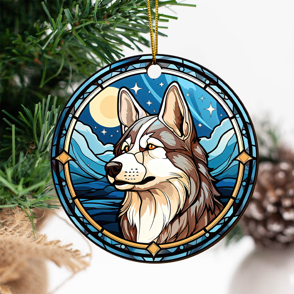 Husky Wooden Ornaments 2 Sides, Husky Ornaments For Christmas Tree, Christmas Tree Hanging, Christmas Decorations EPHG-52481