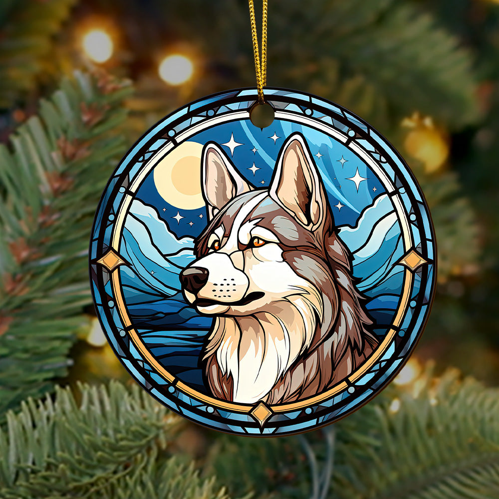 Husky Wooden Ornaments 2 Sides, Husky Ornaments For Christmas Tree, Christmas Tree Hanging, Christmas Decorations EPHG-52481