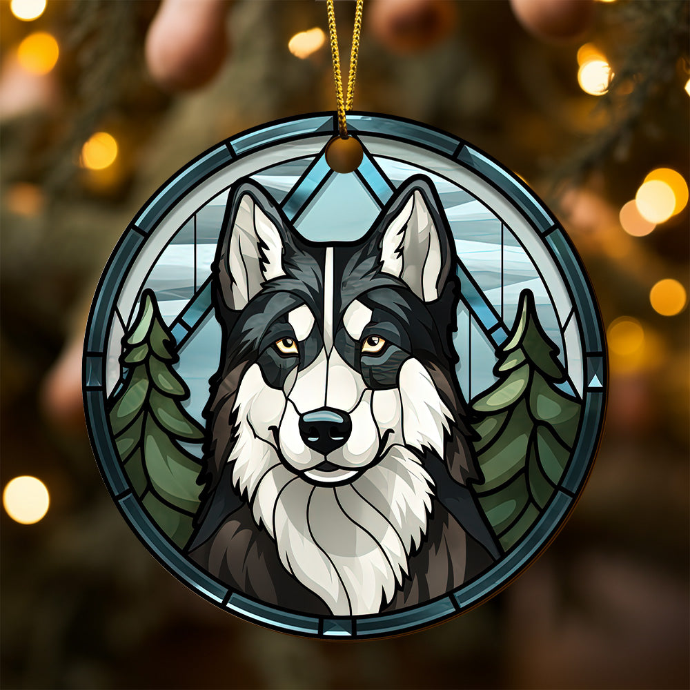 Husky Wooden Ornaments 2 Sides, Husky Ornaments For Christmas Tree, Christmas Tree Hanging, Christmas Decorations EPHG-52481