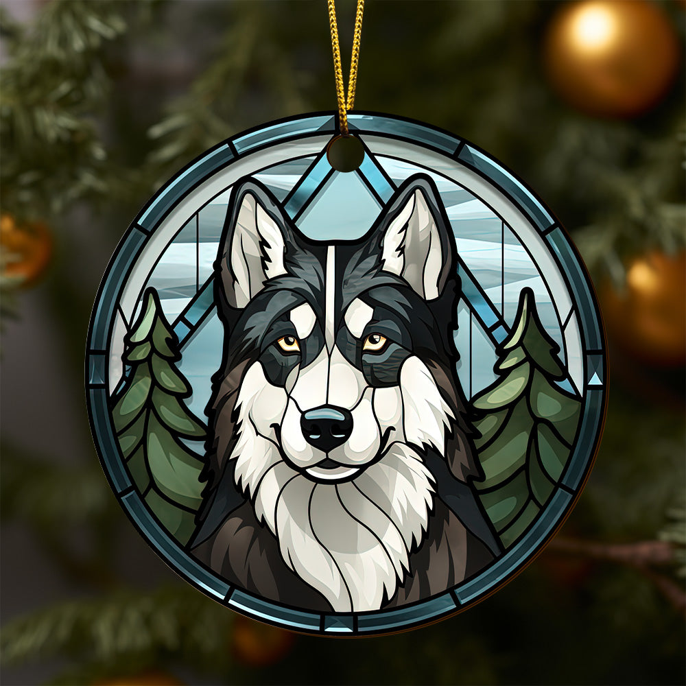 Husky Wooden Ornaments 2 Sides, Husky Ornaments For Christmas Tree, Christmas Tree Hanging, Christmas Decorations EPHG-52481