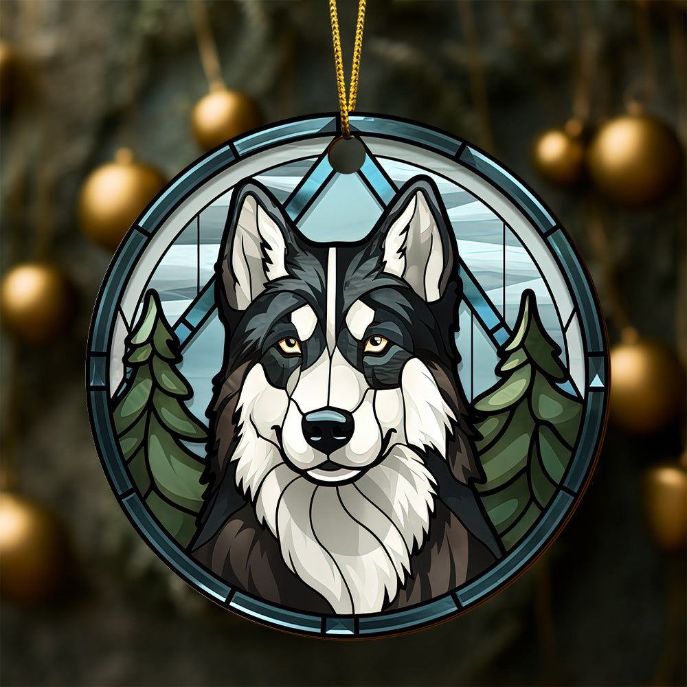 Husky Wooden Ornaments 2 Sides, Husky Ornaments For Christmas Tree, Christmas Tree Hanging, Christmas Decorations EPHG-52481