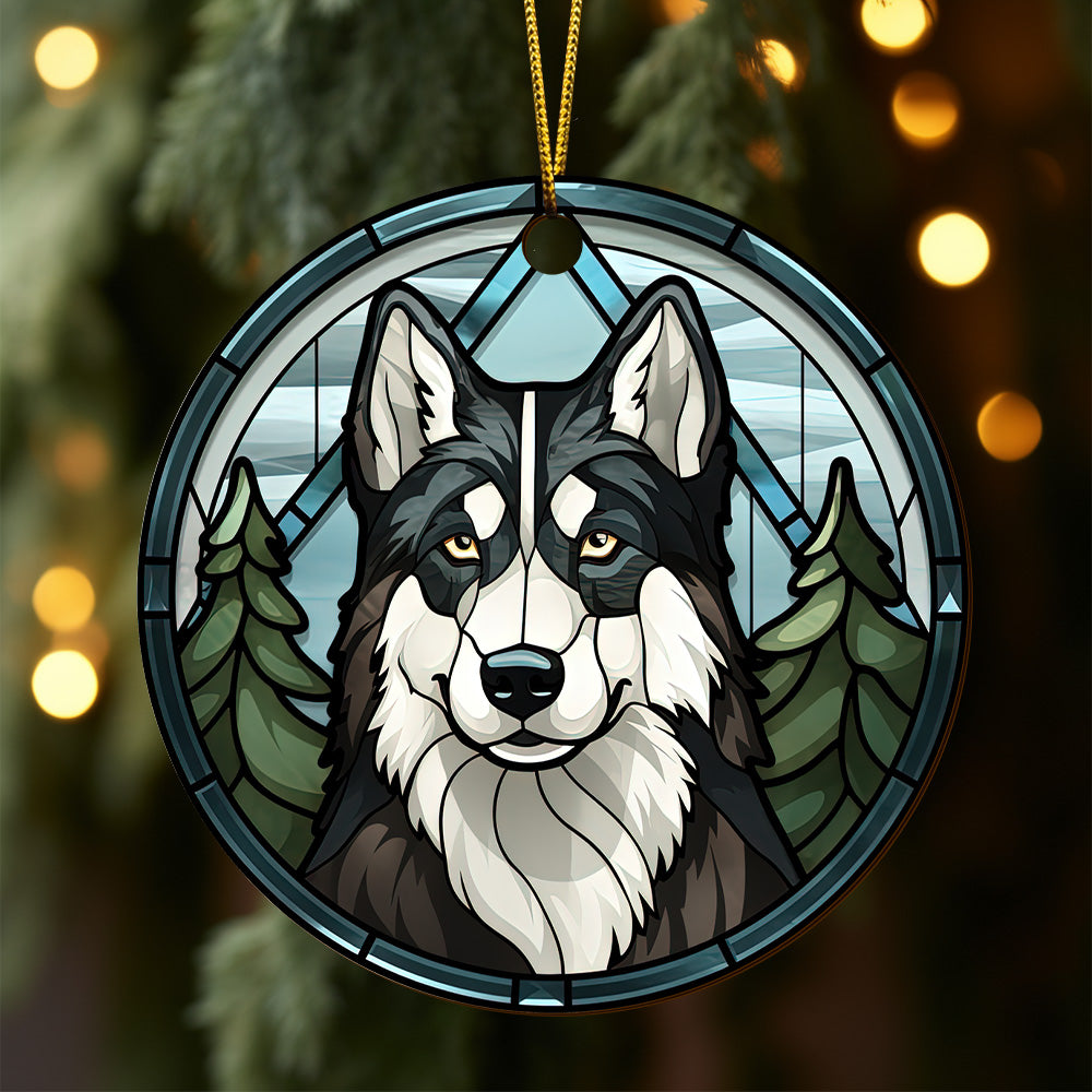 Husky Wooden Ornaments 2 Sides, Husky Ornaments For Christmas Tree, Christmas Tree Hanging, Christmas Decorations EPHG-52481